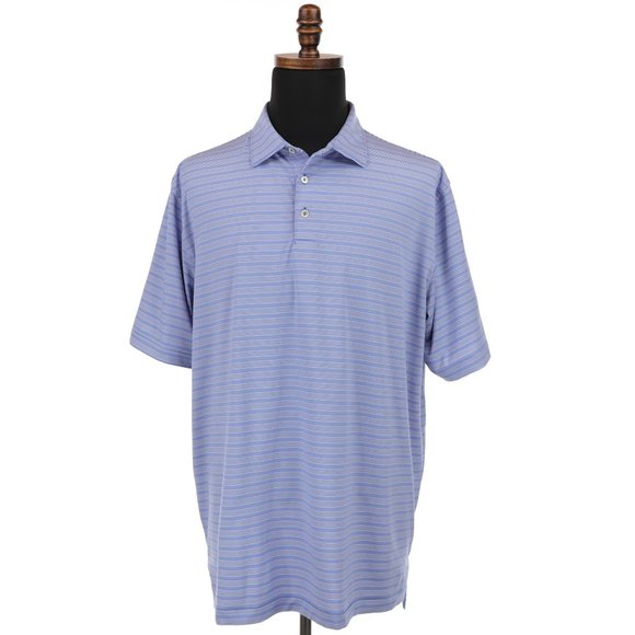 Peter Millar Summer Comfort Noble Performance Golf Polo - Blue Striped - Size XL - Picture 2 of 7